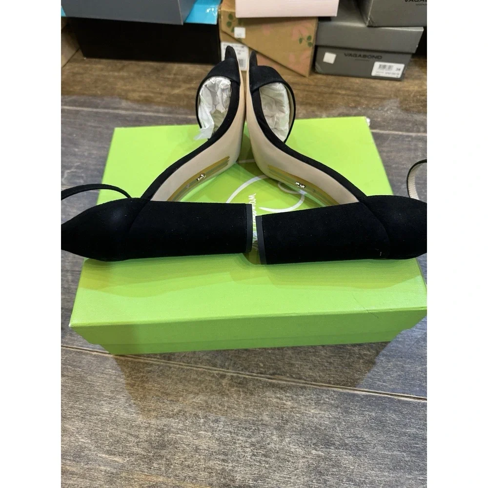 Sam Edelman Yaro Black Suede Ankle Strap Block Heel Sandal SIZE 9.5 Block Heel